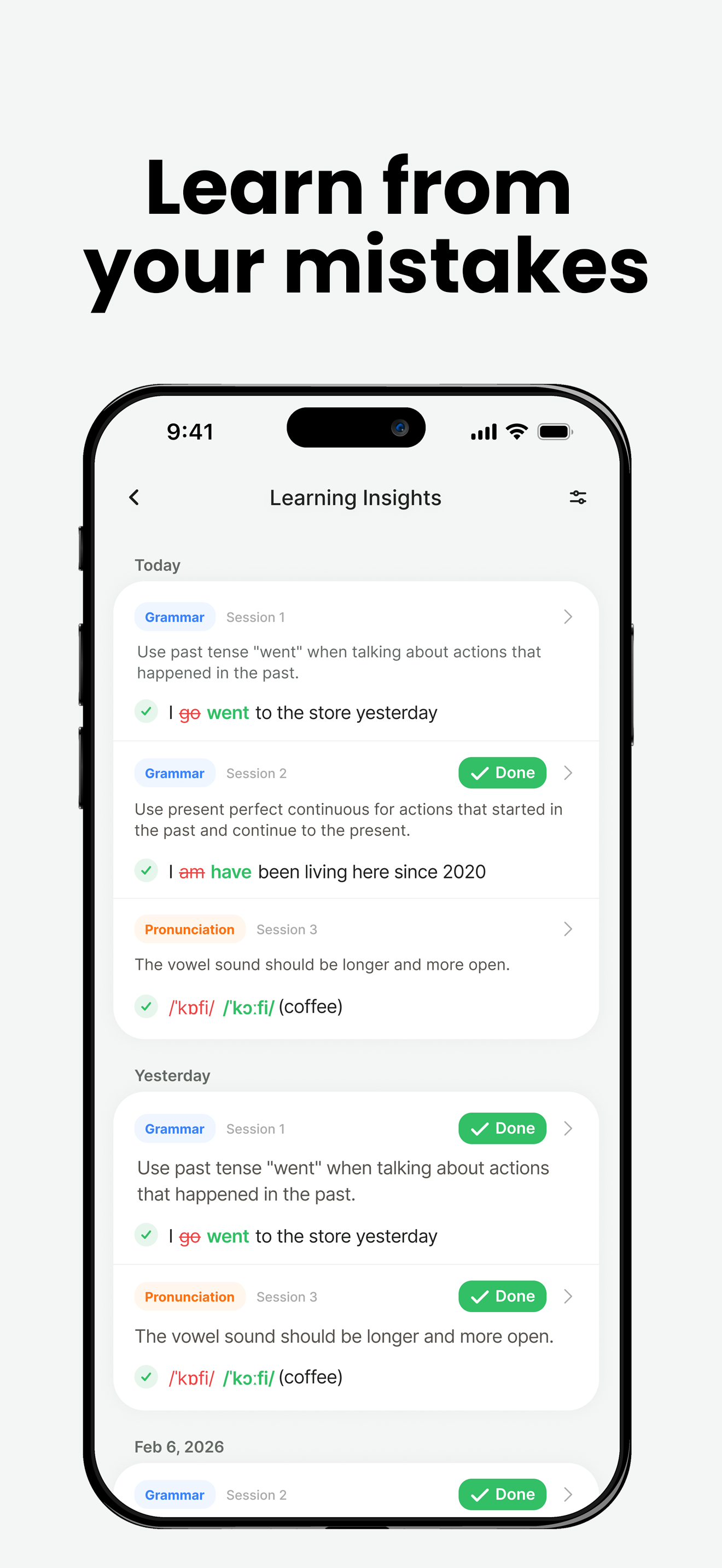 Enverson AI scenario screen – choosing real-life speaking situations like meetings and interviews
