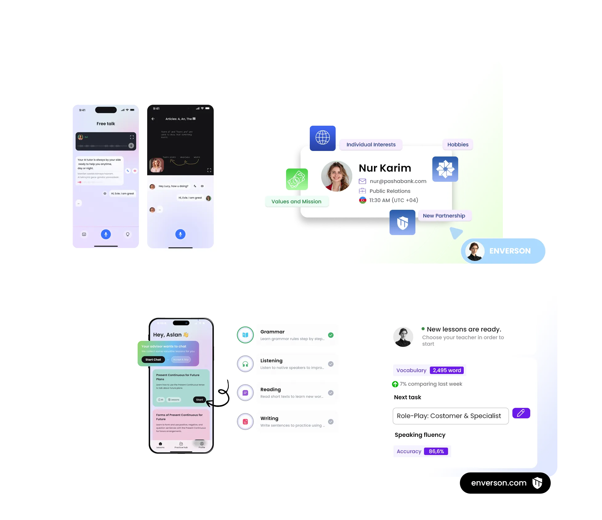 Enverson AI Business English Learning Platform - Team Training Interface