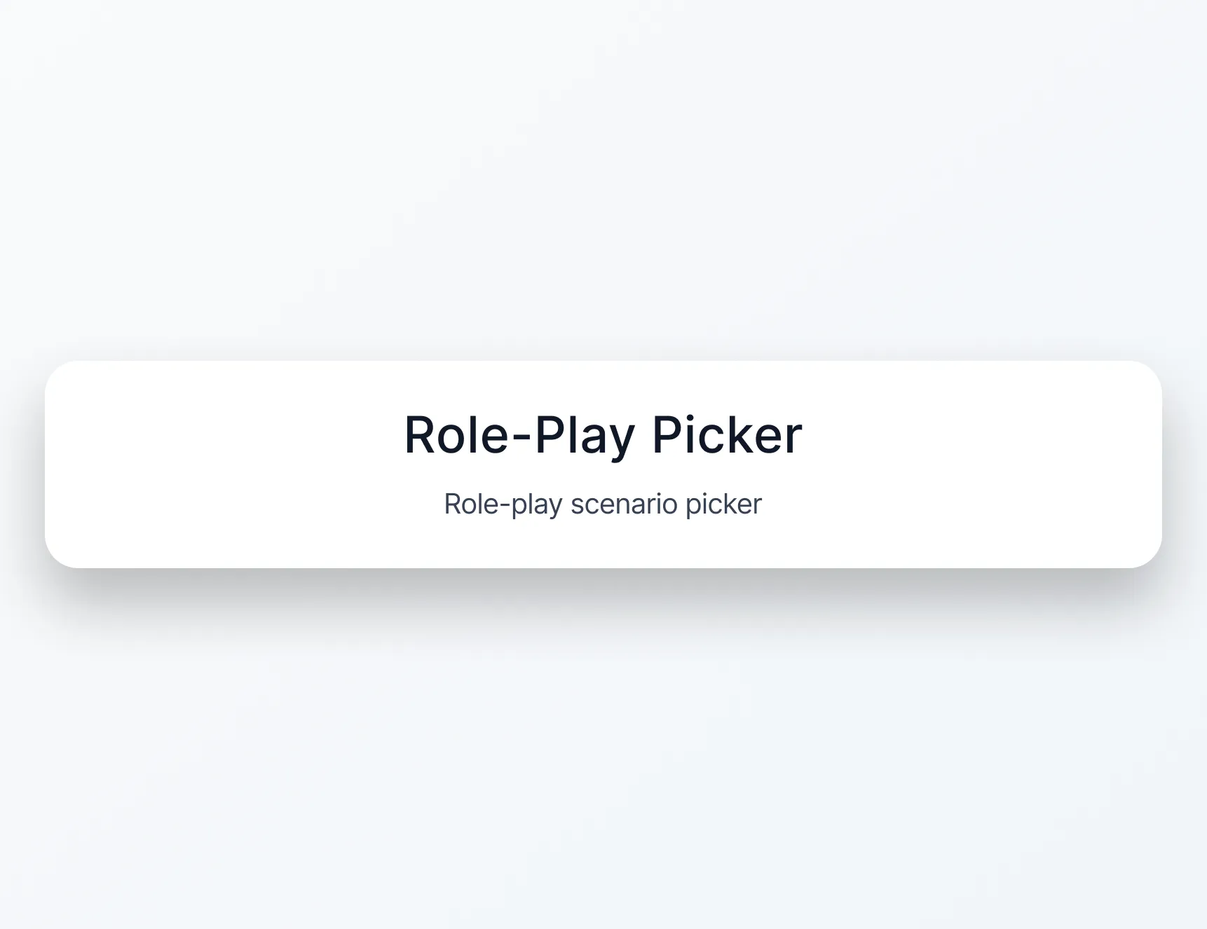 Selector de escenarios de Enverson AI con juegos de rol para entrevistas de trabajo, pedir comida y check-in en hoteles