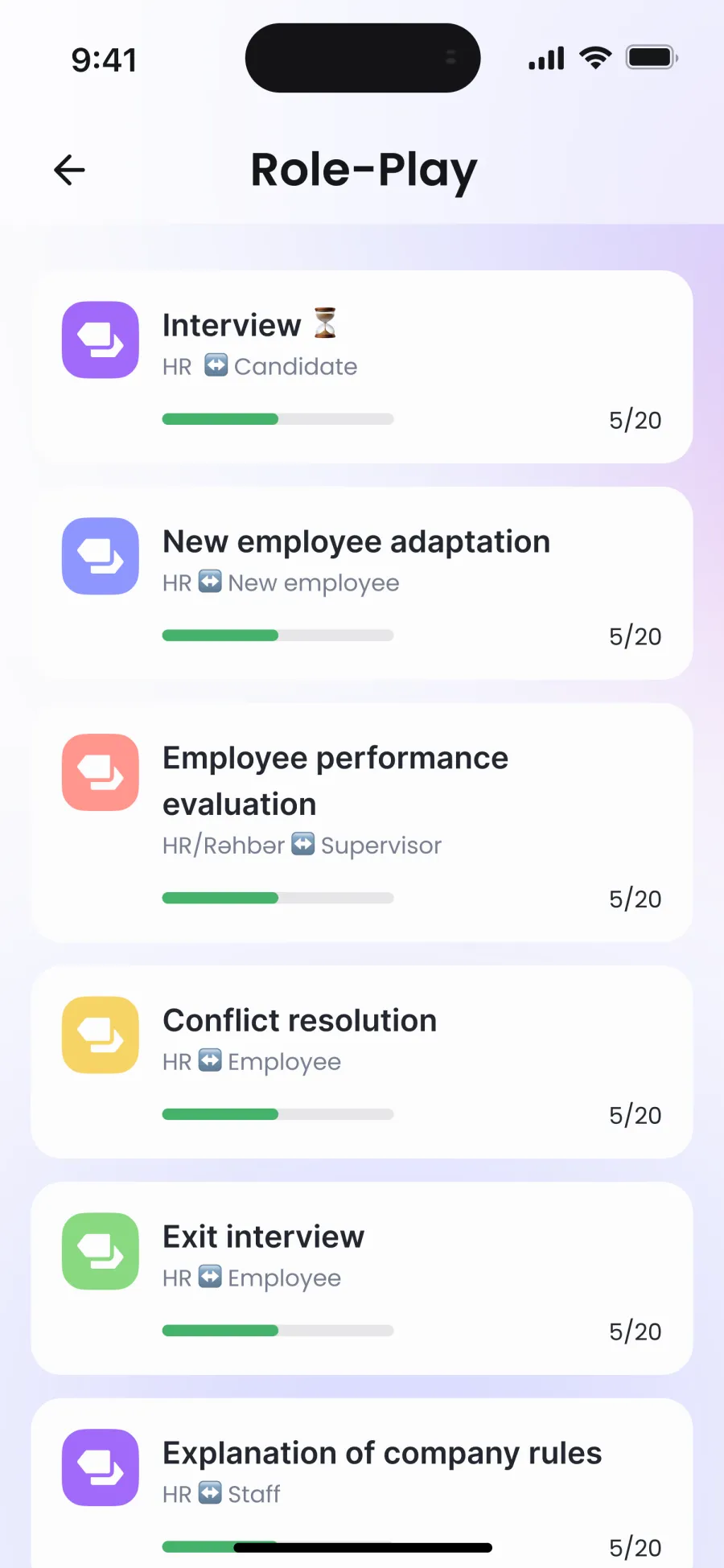 Enverson AI Role Play Feature - Practice Real-World English Conversations